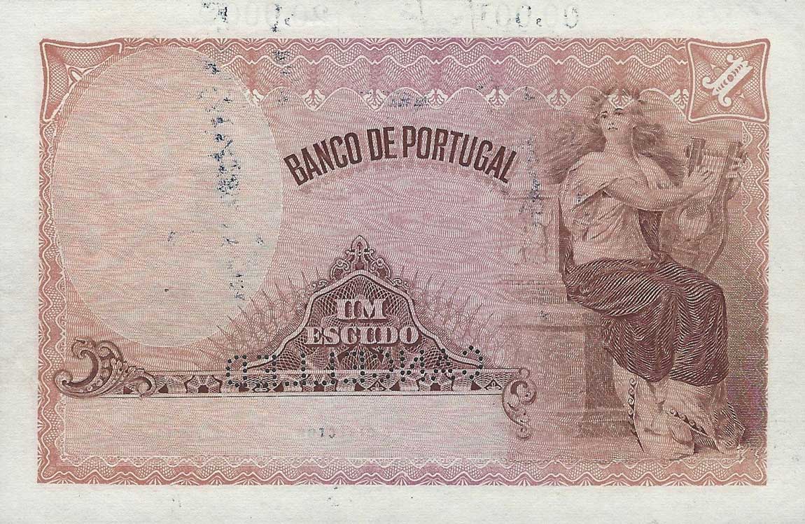 Back of Portugal p113s: 1 Escudo from 1917