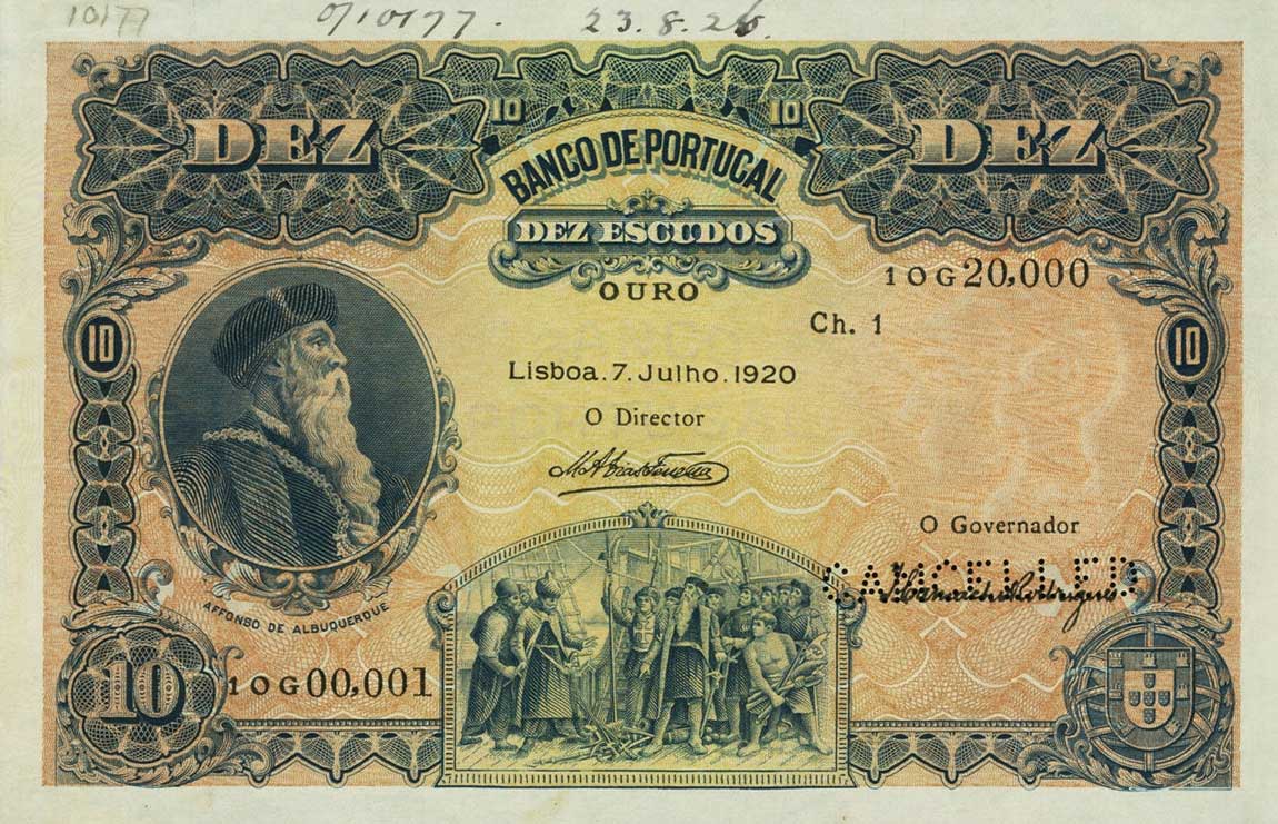 Front of Portugal p117s: 10 Escudos from 1919