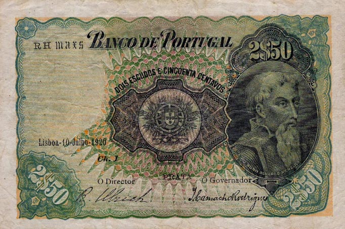 Front of Portugal p119a: 2.5 Escudos from 1920