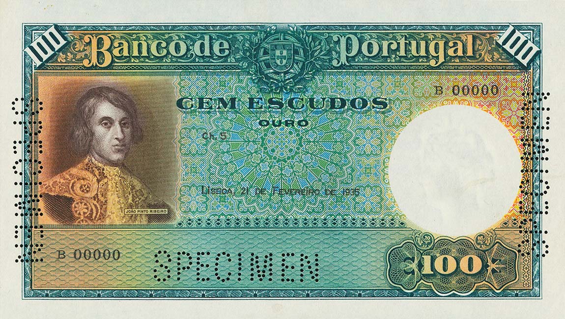 Front of Portugal p150s: 100 Escudos from 1935