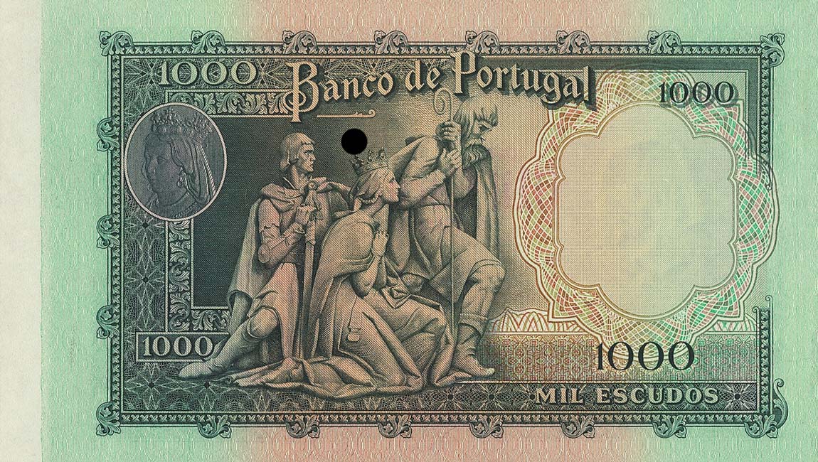 Back of Portugal p161p: 1000 Escudos from 1956