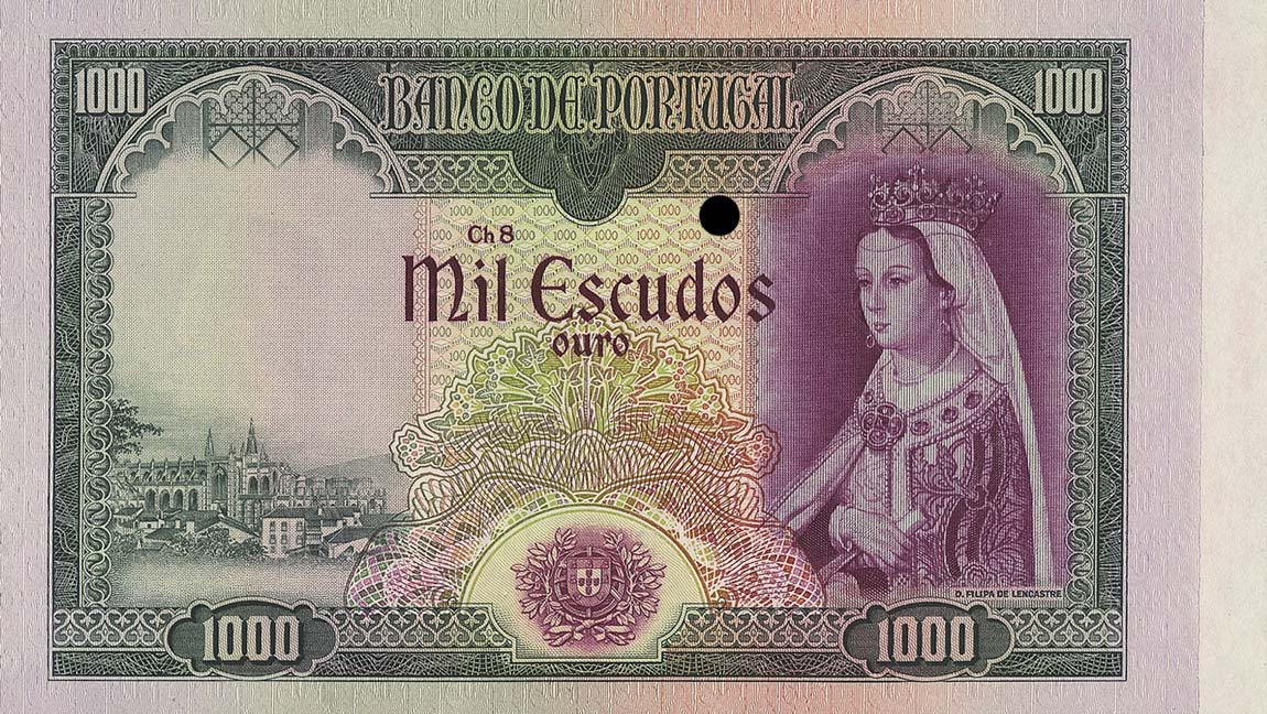 Front of Portugal p161p: 1000 Escudos from 1956