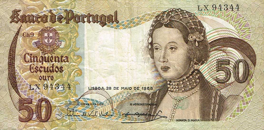 Front of Portugal p174a: 50 Escudos from 1968