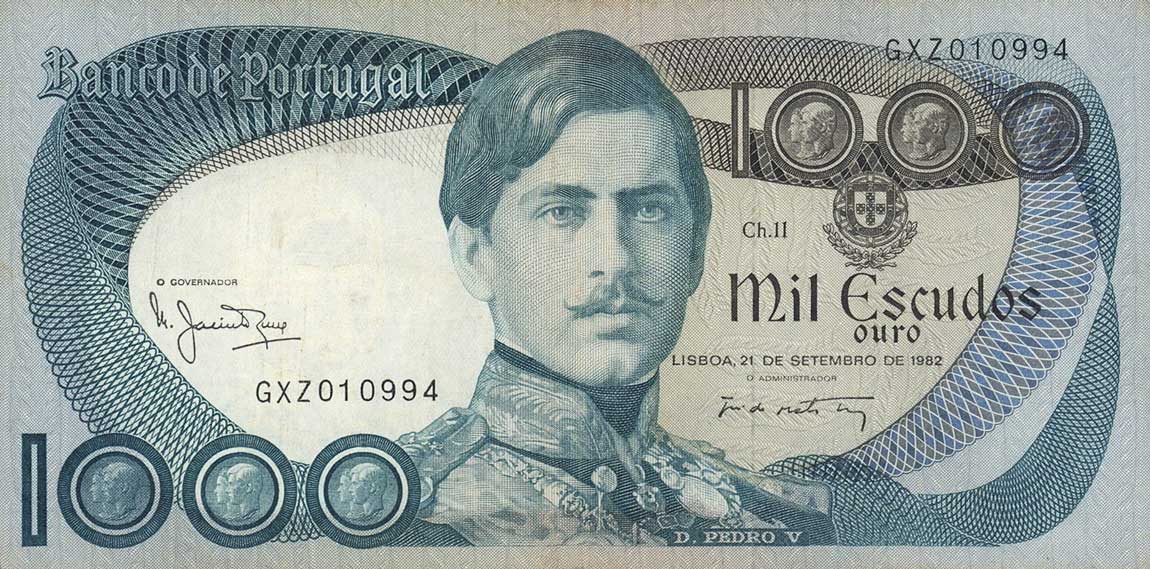 Front of Portugal p175d: 1000 Escudos from 1982