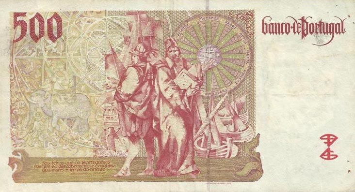 Back of Portugal p187a: 500 Escudos from 1997
