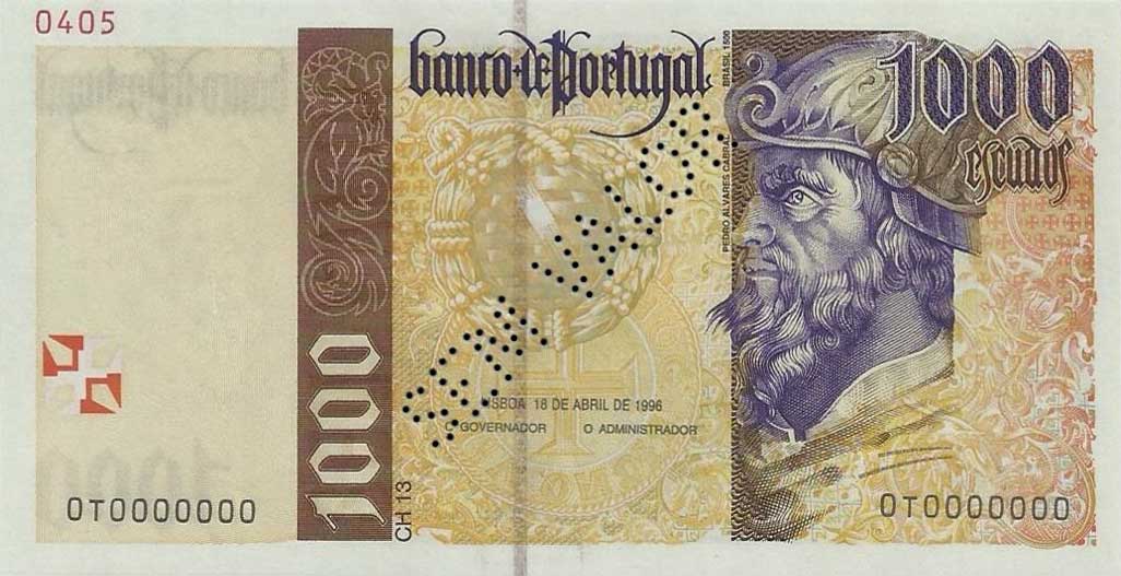 Front of Portugal p188s: 1000 Escudos from 1996
