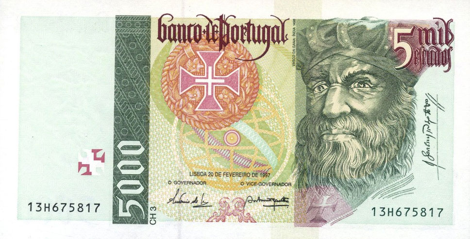 Front of Portugal p190c: 5000 Escudos from 1997