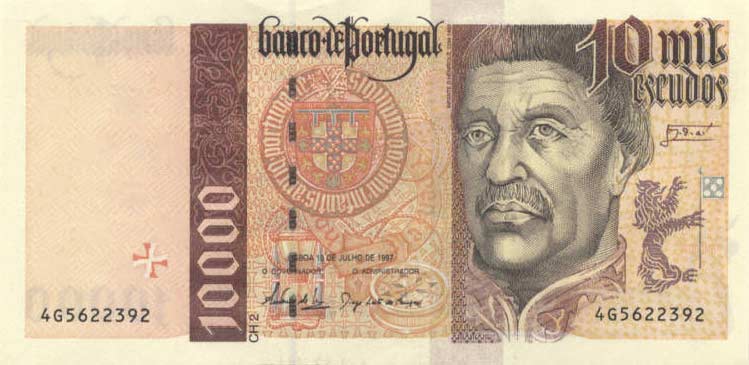 Front of Portugal p191b: 10000 Escudos from 1997