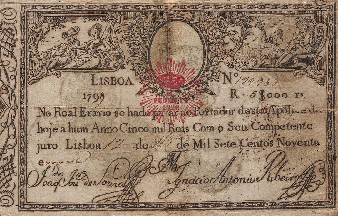 Front of Portugal p24a: 5000 Reis from 1826