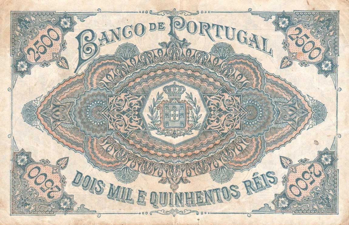 Back of Portugal p74: 2.5 Mil Reis from 1893