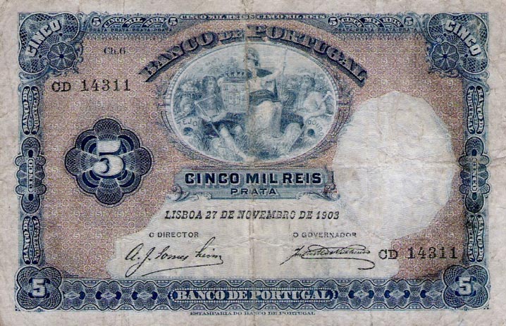 Front of Portugal p83: 5 Mil Reis from 1903