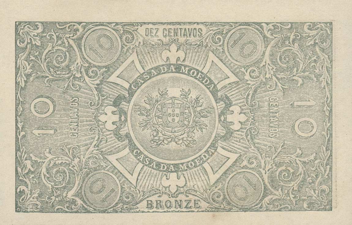 Back of Portugal p93a: 10 Centavos from 1917