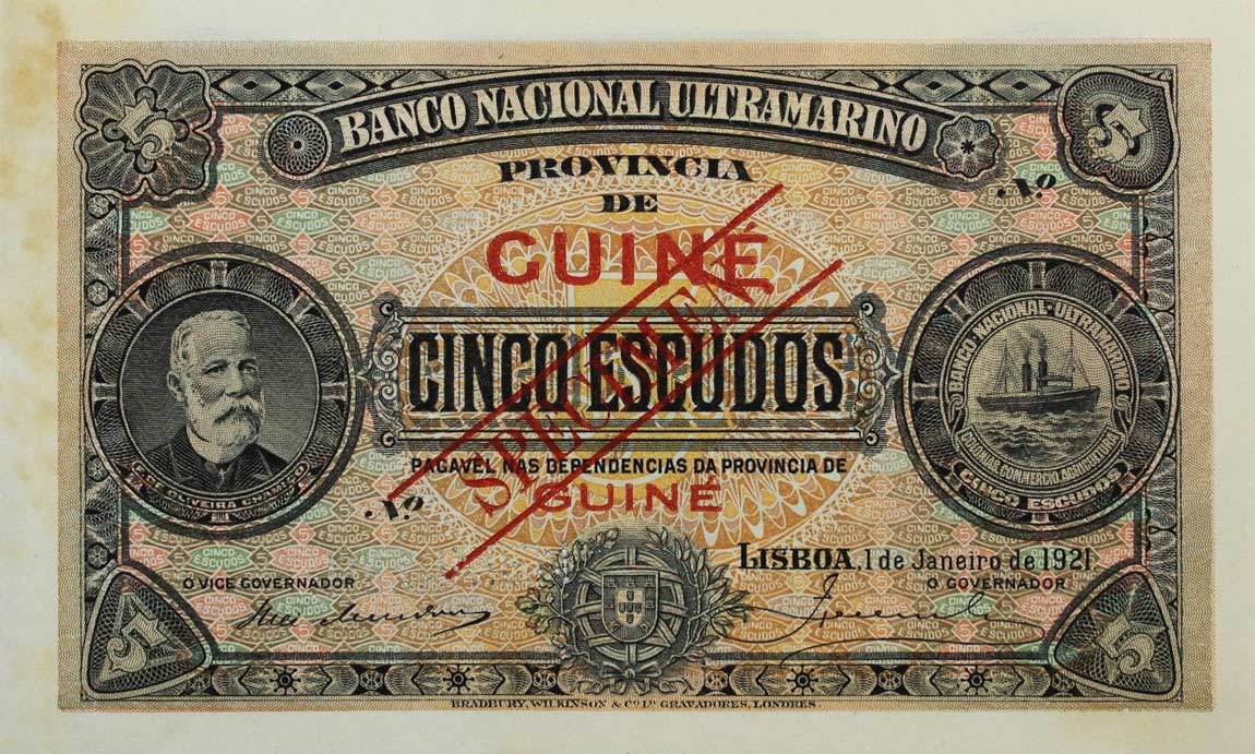 Front of Portuguese Guinea p14s: 5 Escudos from 1921