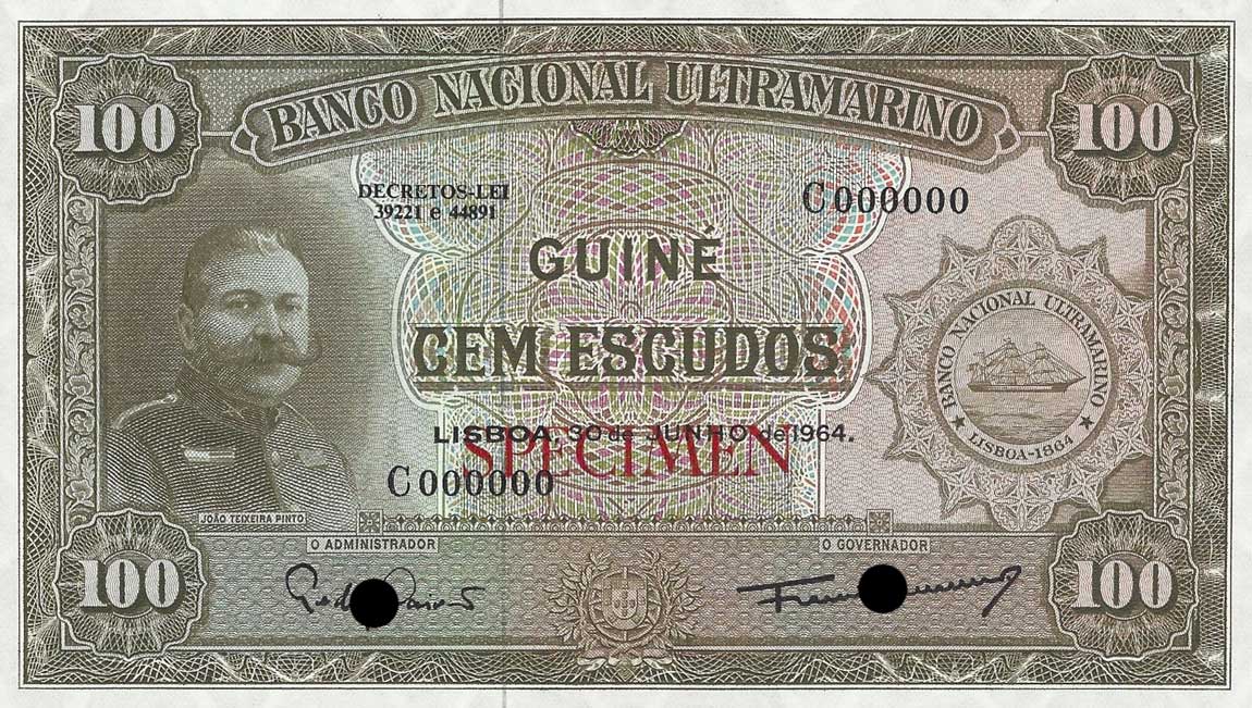 Front of Portuguese Guinea p41ct: 100 Escudos from 1964