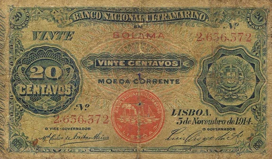 Front of Portuguese Guinea p7: 20 Centavos from 1914