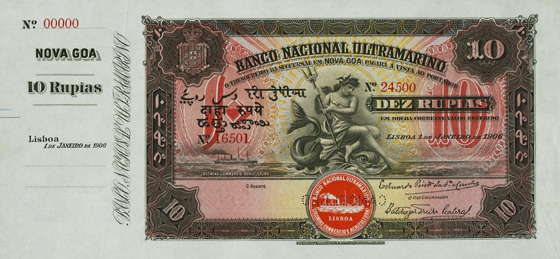 Front of Portuguese India p16s: 10 Rupia from 1906