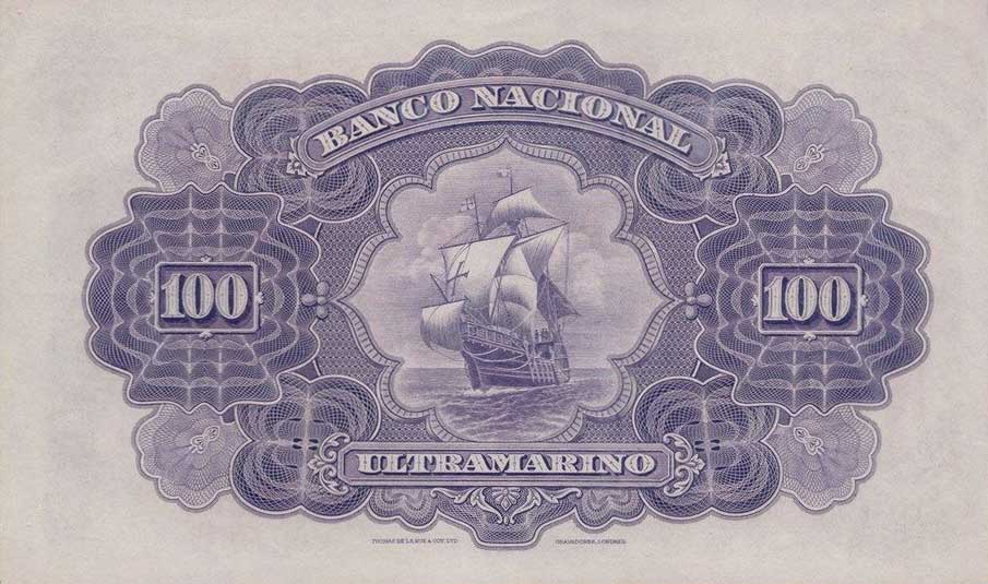 Back of Portuguese India p29s: 100 Rupia from 1924