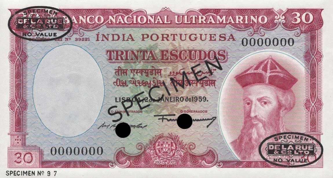 Front of Portuguese India p41s: 30 Escudos from 1959