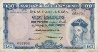 p43a from Portuguese India: 100 Escudos from 1959