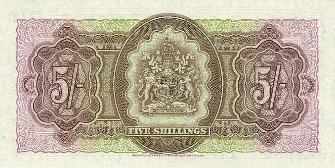 Back of Bermuda p18b: 5 Shillings from 1957
