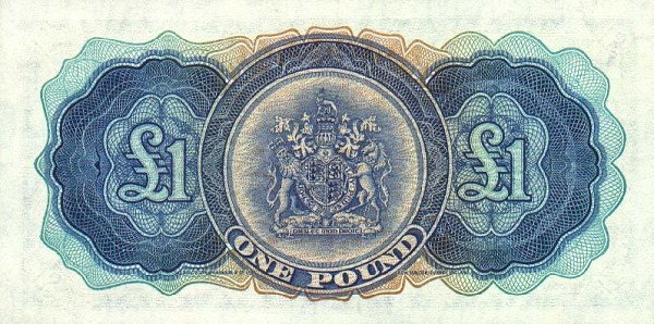 Back of Bermuda p20d: 1 Pound from 1966