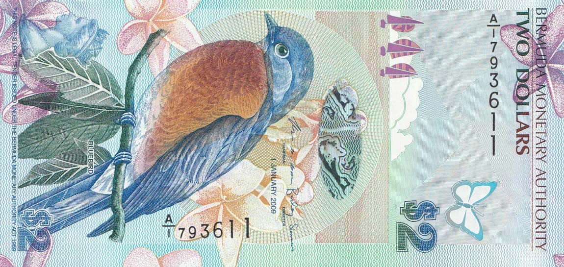 Front of Bermuda p57b: 2 Dollars from 2009