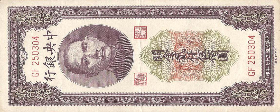 Front of China p358: 2500 Customs Gold Units from 1948
