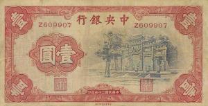 p209 from China: 1 Yuan from 1936