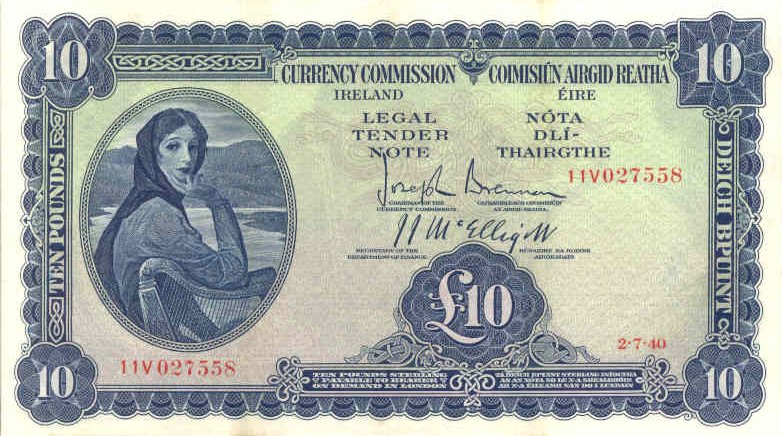 Front of Ireland, Republic of p4Ca: 10 Pounds from 1940
