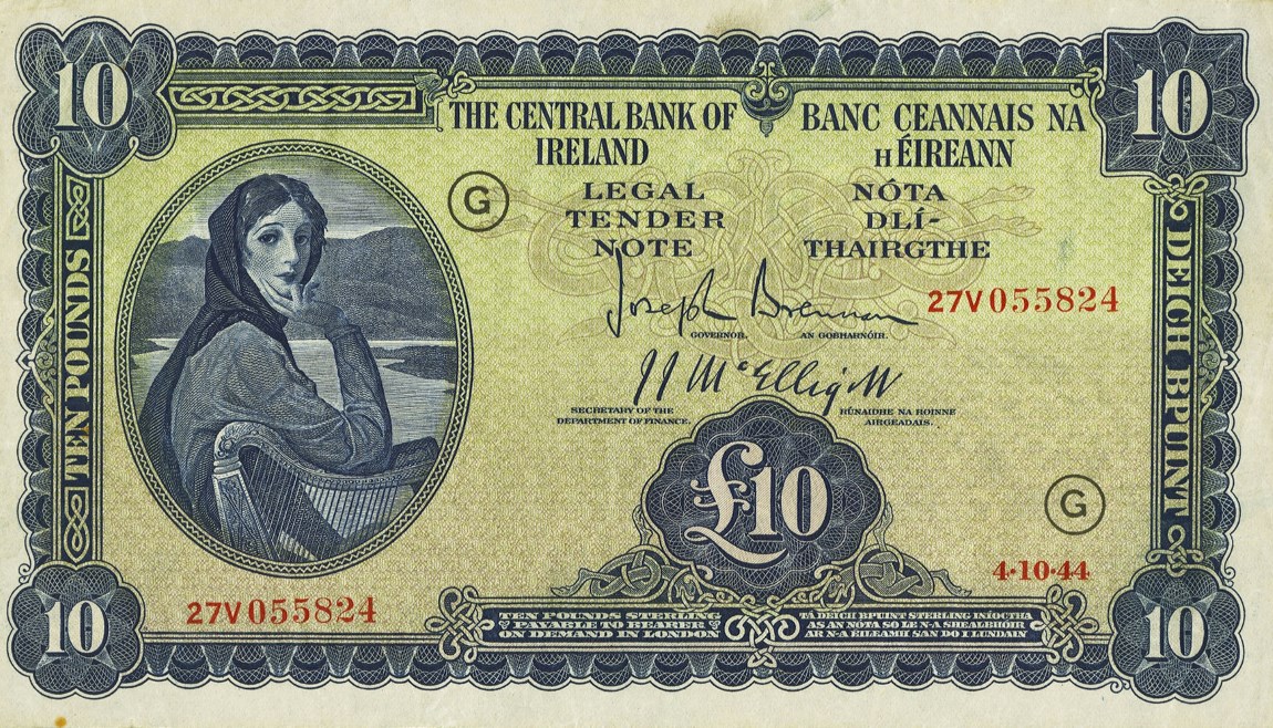 Front of Ireland, Republic of p4D: 10 Pounds from 1943