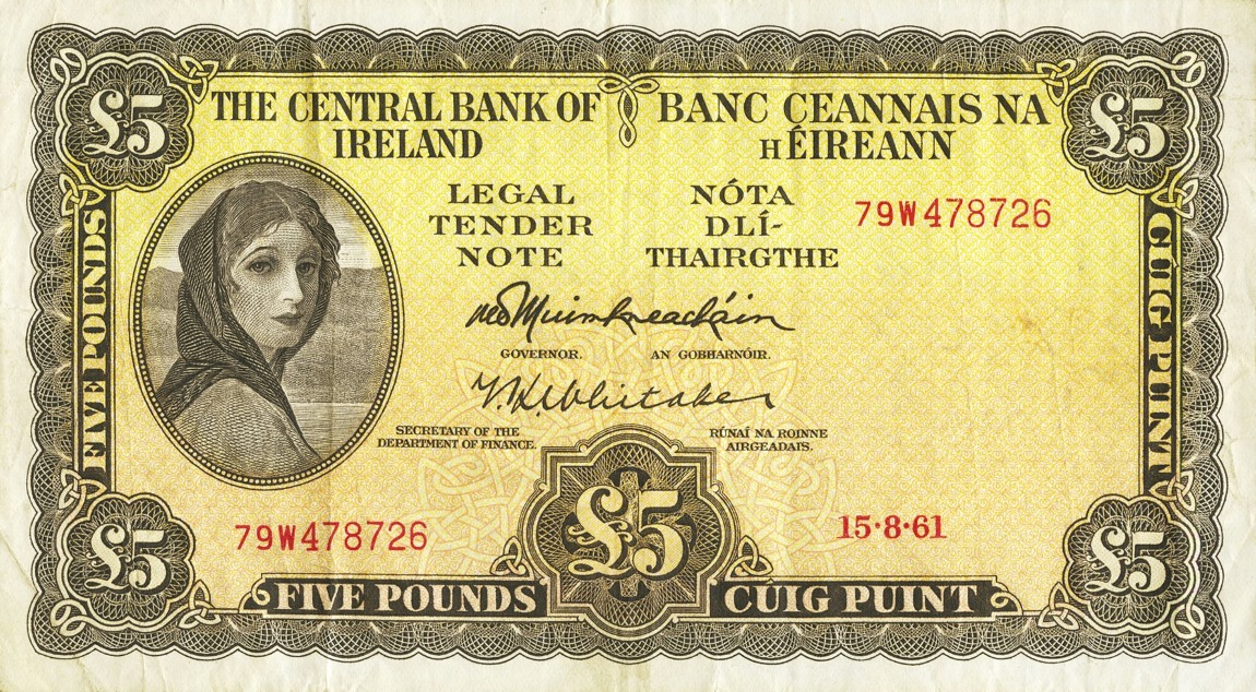 Front of Ireland, Republic of p65a: 5 Pounds from 1961