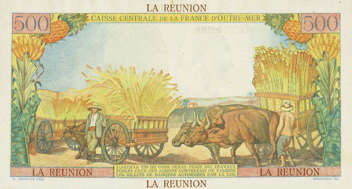 Back of Reunion p46a: 500 Francs from 1947