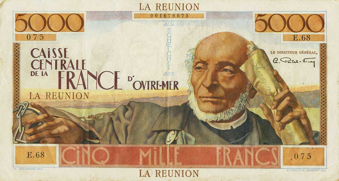 Front of Reunion p48a: 5000 Francs from 1947