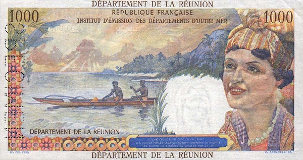 Back of Reunion p52s: 1000 Francs from 1964