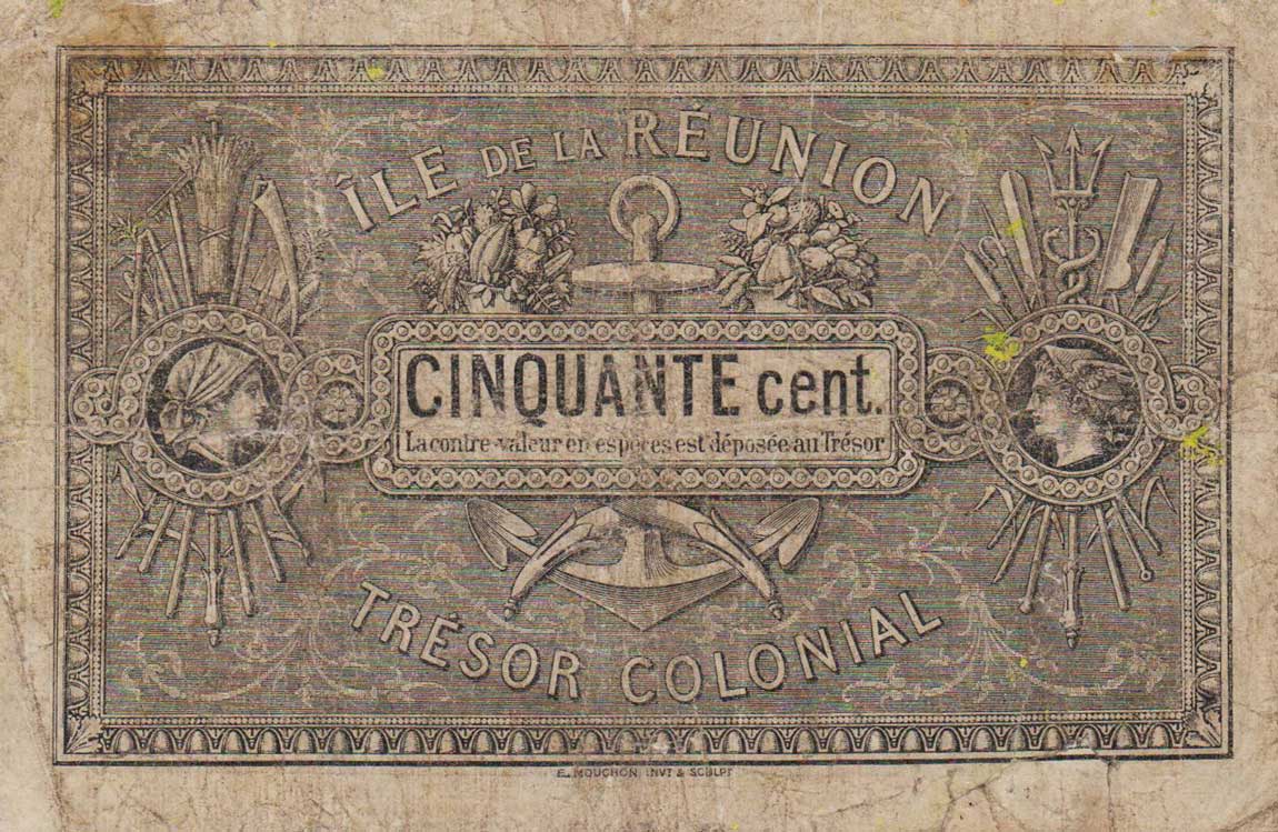 Back of Reunion p8: 50 Centimes from 1886