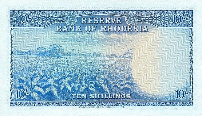 Back of Rhodesia p24a: 10 Shillings from 1964
