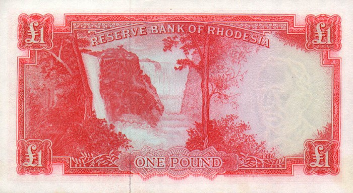 Back of Rhodesia p25a: 1 Pound from 1964