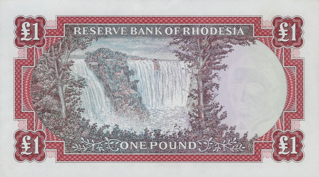 Back of Rhodesia p28c: 1 Pound from 1967
