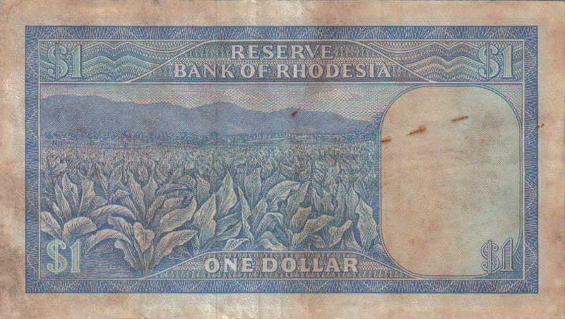 Back of Rhodesia p30e: 1 Dollar from 1971