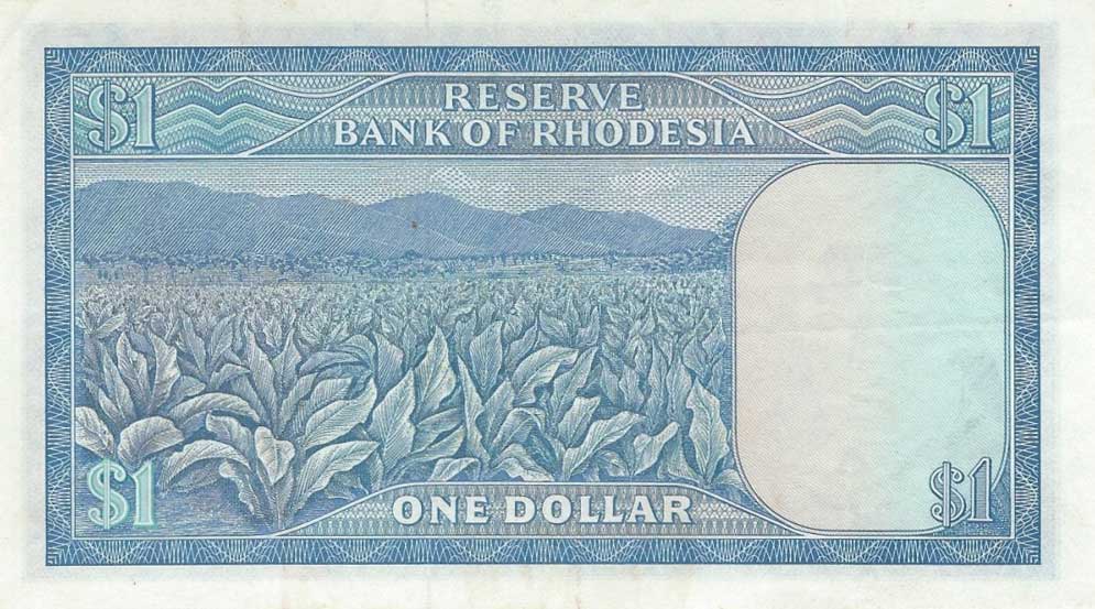 Back of Rhodesia p30h: 1 Dollar from 1973