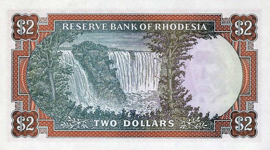 Back of Rhodesia p35a: 2 Dollars from 1976
