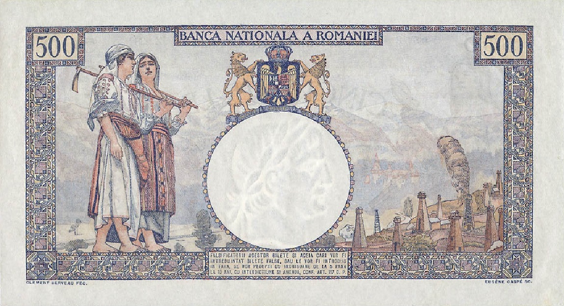 Back of Romania p28a: 500 Lei from 1924
