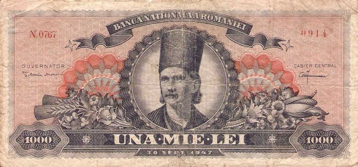 Front of Romania p66: 1000 Lei from 1947