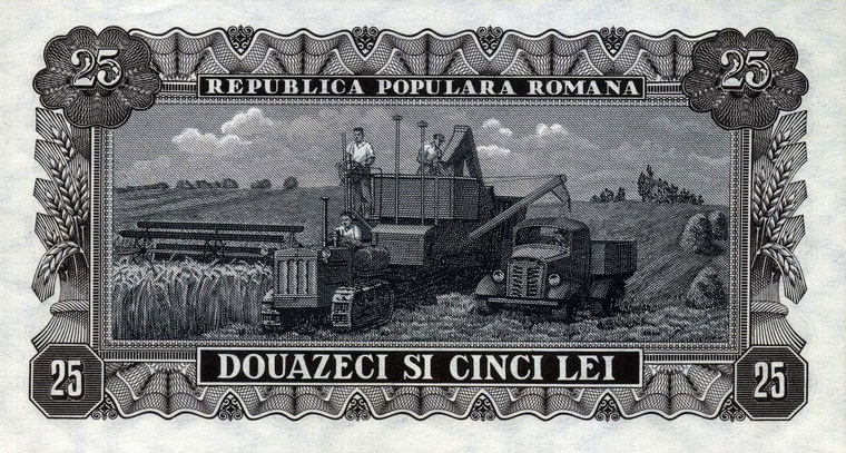Back of Romania p89a: 25 Lei from 1952