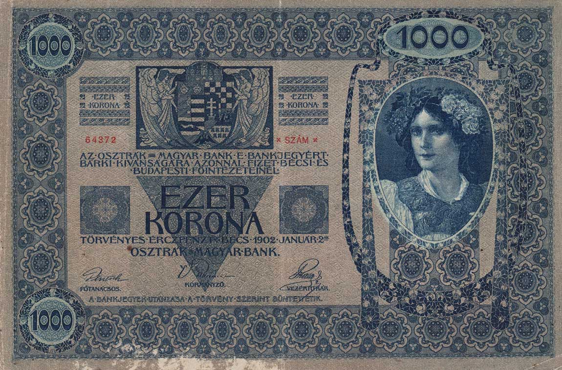 Back of Romania pR10: 1000 Kronen from 1919