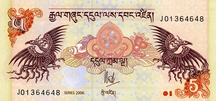 Front of Bhutan p28a: 5 Ngultrum from 2006