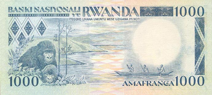 Back of Rwanda p17a: 1000 Francs from 1981
