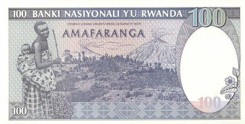 Back of Rwanda p19a: 100 Francs from 1989