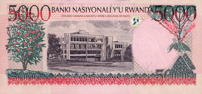 Back of Rwanda p28a: 5000 Francs from 1998