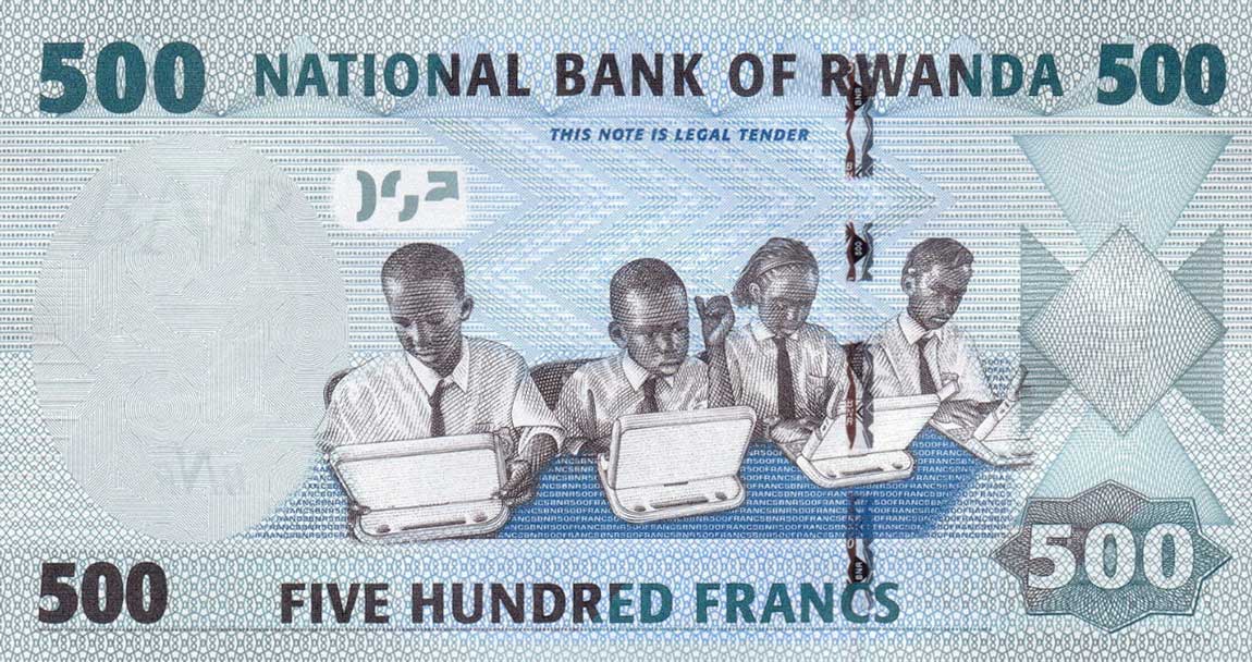 Back of Rwanda p38: 500 Francs from 2013